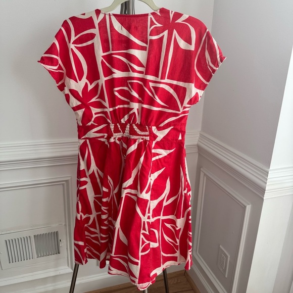 MARINE LAYER Camila Mini Dress Red and White V-Neck Size Medium - Picture 9 of 11
